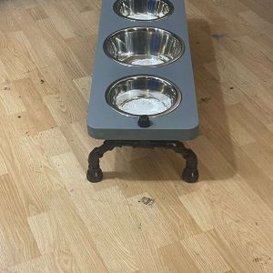 3 bowl Industrial style Raised Dog or cat bowl stand with pipe legs - NEW LOWER PRICE!