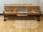Raised water bin with 2 bowls on each end. Water Bin and Dual Feeder - tall dog bowl stand