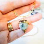 Nature-Inspired Green Jade Acorn Necklace in Gold