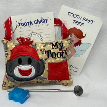 Sock Monkey Tooth Fairy Pillow by Tooth Fairy Tess - Personalized