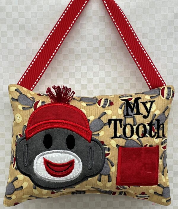 Sock Monkey Tooth Fairy Pillow by Tooth Fairy Tess - Personalized