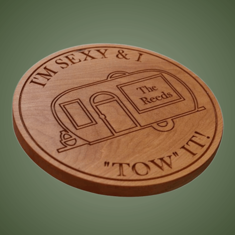 Personalized Trailer Trivet: Carved Wood Trivet