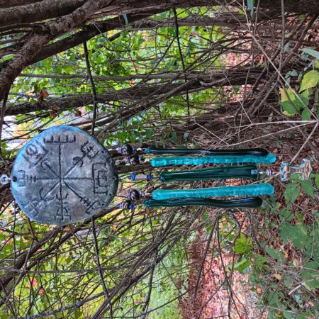 Vegvisir Glass & Ceramic Galdrastafur Viking Wind Chime