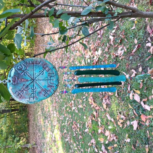 Vegvisir Glass & Ceramic Galdrastafur Viking Wind Chime .2