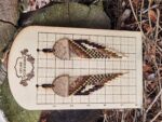 Golden Earth Beaded Fringe Earrings – Handmade Boho Dangles with Etched Wood Tops