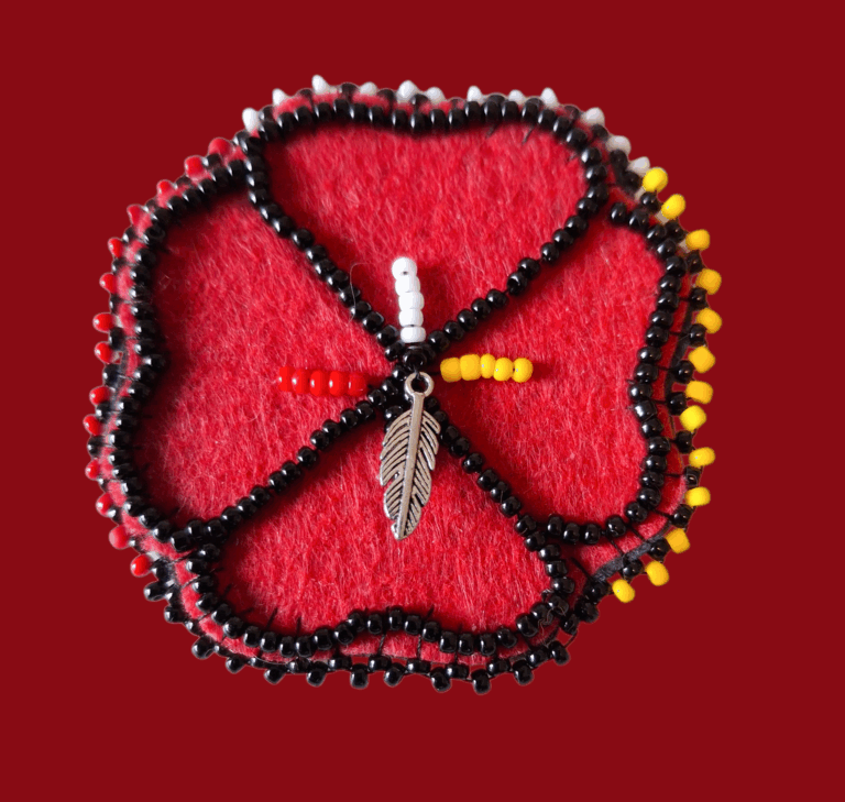 Beaded Poppy Pin: Support Indigenous Youth Scholarships!