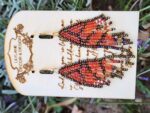 Handmade Beaded Monarch Wing Earrings – Orange and Gold Boho Fringe Jewelry