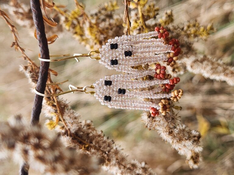 Boho Beaded Ghost Earrings – Handmade Fall & Halloween Dangle Jewelry