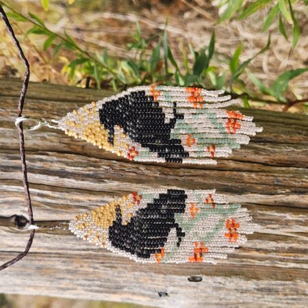 Blackbird Sunset Beaded Fringe Earrings – Handcrafted Nature-Inspired Jewelry