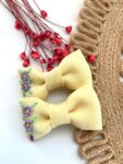 Hand Embroidered Floral Bow Pair – Matching Hair Clips Canada (5 cm)