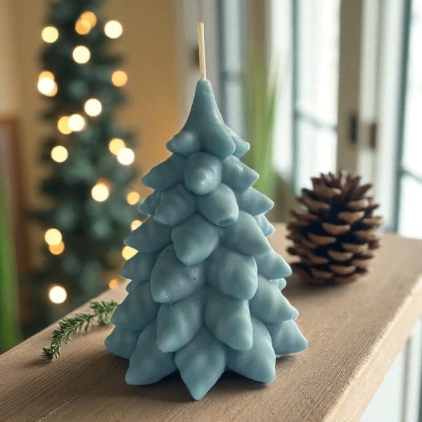 Christmas Tree Pillar Candle - Festive Home Decor