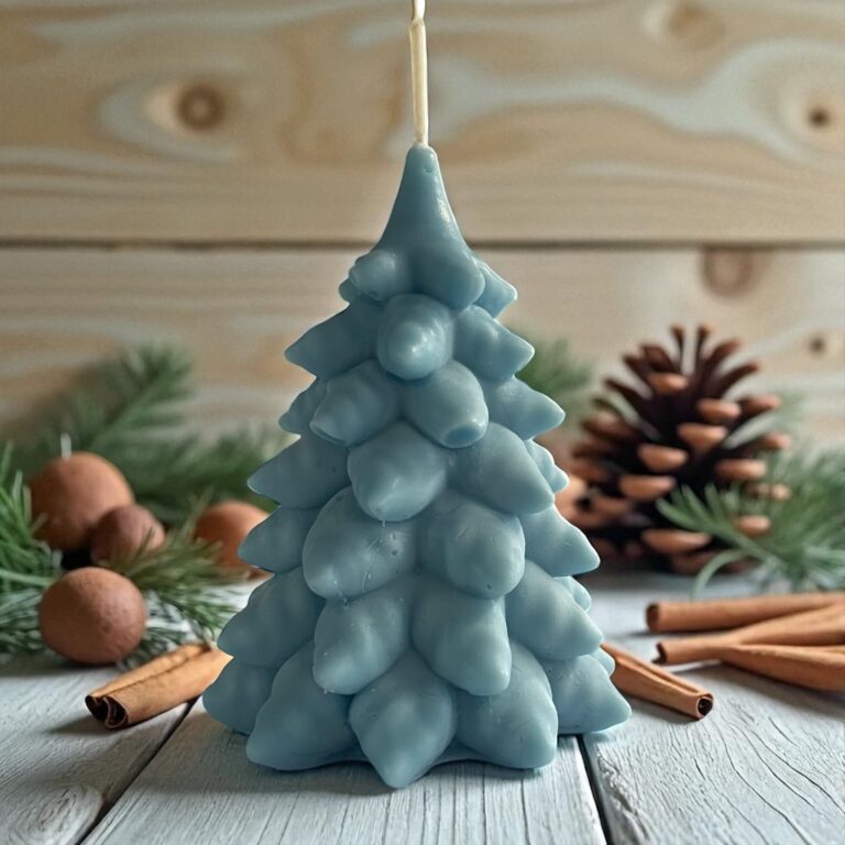 Christmas Tree Pillar Candle - Festive Home Decor