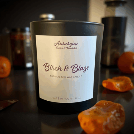 Birch & Blaze - Amber scented Candle / Bougie Lumière d'Ambre, 227 g. - Free Shipping