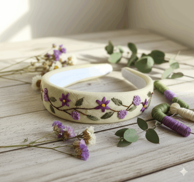 Hand-Embroidered Linen Headbands | Thread & Stitch Studio | Free Shipping in Canada