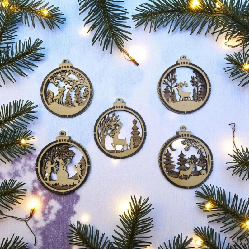 3D Wooden Christmas tree ornaments