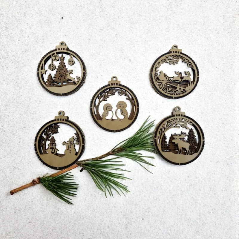 3D wooden Christmas tree ornaments