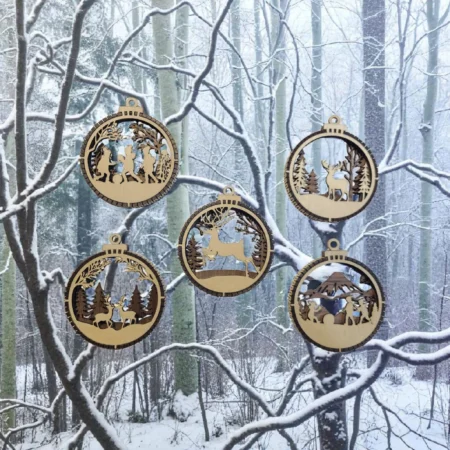 3D wooden Christmas tree ornaments
