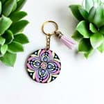 Hand painted keychain, Mandala dot art