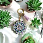 Hand painted keychain, Mandala dot art