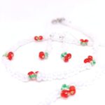 Cherry Beaded Jewelry Set - Necklace, Bracelet & Earrings