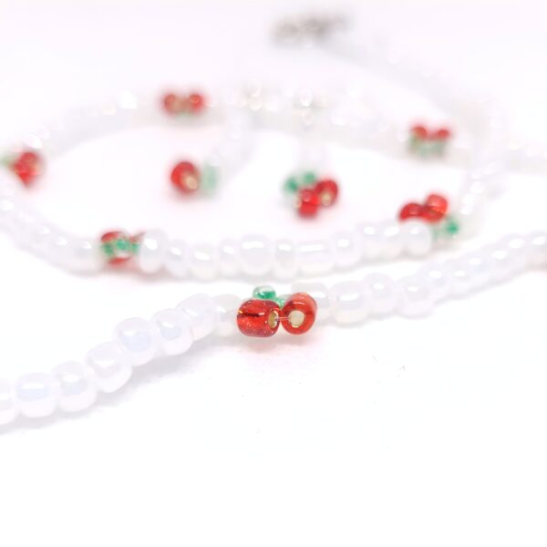 Cherry Beaded Jewelry Set - Necklace, Bracelet & Earrings