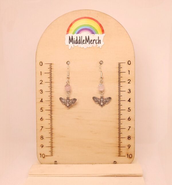 Deaths Head Moth Rose Quartz Bracelet & Earring Set