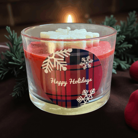 Peppermint scented Holiday Candle / Bougie à la Menthe poivrée, 300 g., Free Shipping
