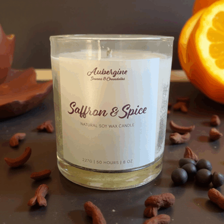 Saffron & Spice Scented Candle / Bougie Braise de Madagascar, 227 g. - Free Shipping