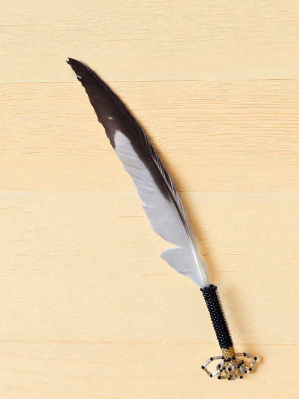 Indigenous Handcrafted Smudge Kit: Silver Sage Bundle, Beaded Feather Fan for Spiritual Cleansing
