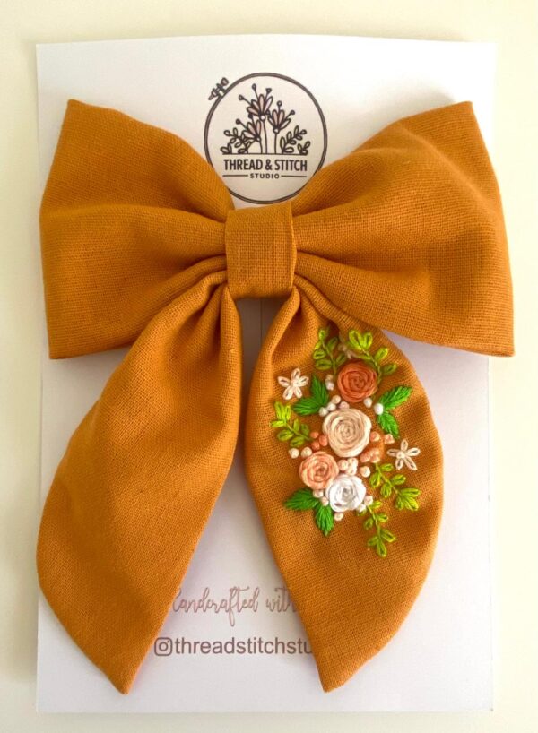 Oversized Hand Embroidered Bows