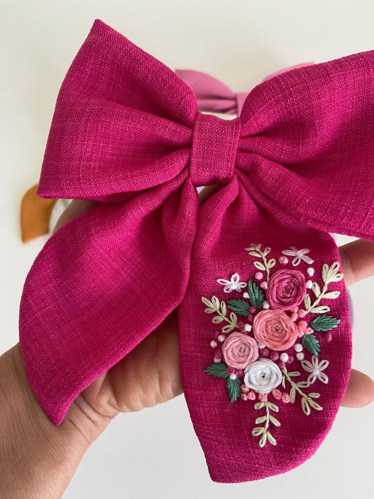 Oversized Hand Embroidered Bows