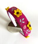 Hand Embroidered Linen Headband – Floral Handmade Hair Accessory – Autumn Fall Style – Free Shipping Canada