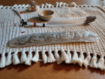 Indigenous Handcrafted Smudge Kit: Silver Sage Bundle, Beaded Feather Fan for Spiritual Cleansing