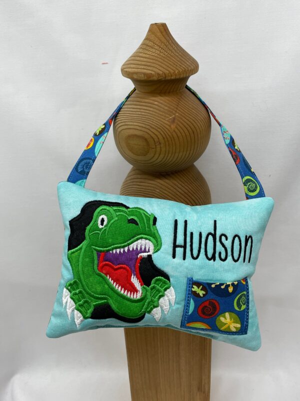 Smiling T-Rex Tooth Fairy Pillow by Tooth Fairy Tess- Personalized