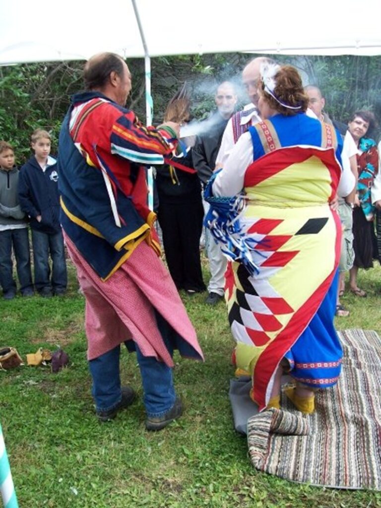 pete and I being smudged in our traditional Metis wedding ceremony