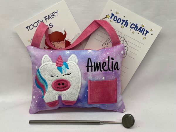 Unicorn Tooth Fairy Pillow by Tooth Fairy Tess - Personalized