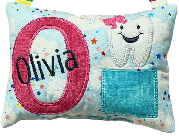 Name & Initial Tooth Fairy Pillow by Tooth Fairy Tess- Personalized