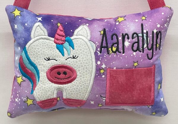Unicorn Tooth Fairy Pillow by Tooth Fairy Tess - Personalized