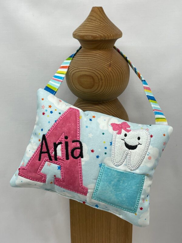 Name & Initial Tooth Fairy Pillow by Tooth Fairy Tess- Personalized