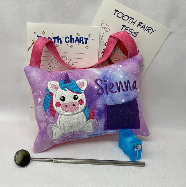Unicorn Tooth Fairy Pillow by Tooth Fairy Tess - Personalized