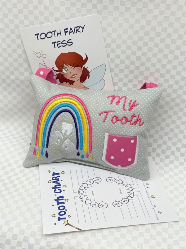Rainbow Tooth Fairy Pillow by Tooth Fairy Tess - Personalized
