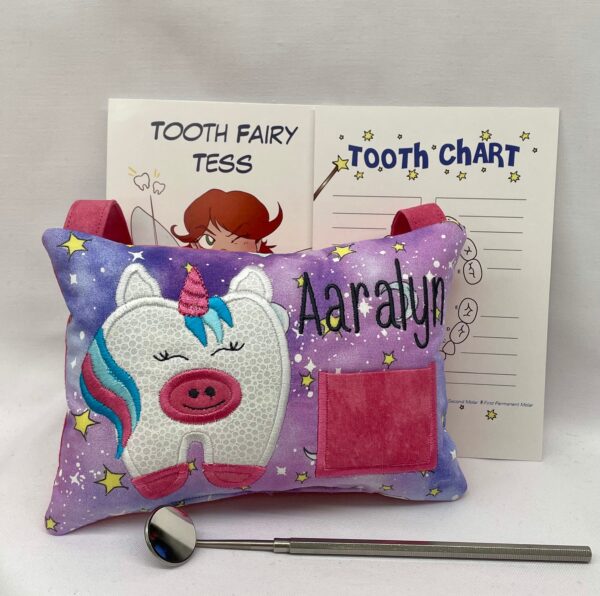 Unicorn Tooth Fairy Pillow by Tooth Fairy Tess - Personalized