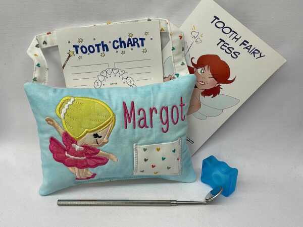 Ballerina Tooth Fairy Pillow by Tooth Fairy Tess- Personalized