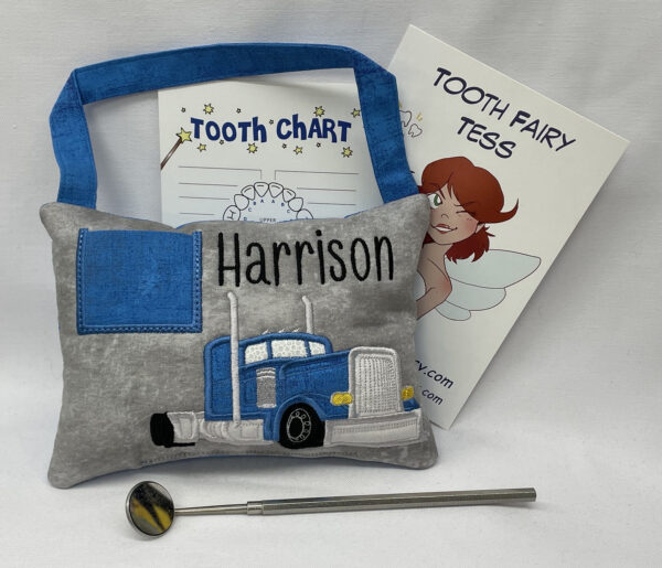 Semi Tractor Tooth Fairy Pillow by Tooth Fairy Tess - Personalized