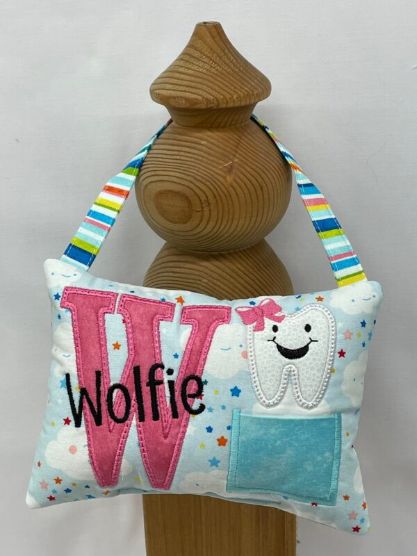 Name & Initial Tooth Fairy Pillow by Tooth Fairy Tess- Personalized