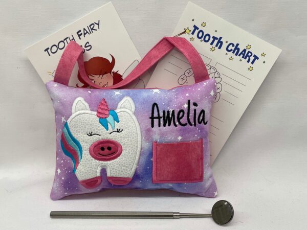 Unicorn Tooth Fairy Pillow by Tooth Fairy Tess - Personalized