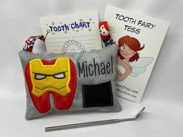 Iron Hero Tooth Fairy Pillow by Tooth Fairy Tess - Personalized