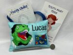 Smiling T-Rex Tooth Fairy Pillow by Tooth Fairy Tess- Personalized