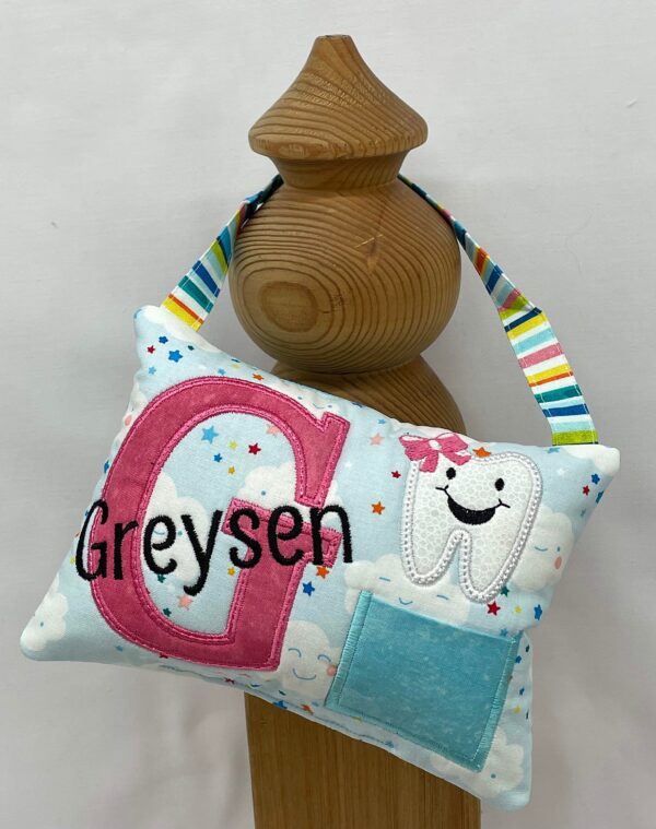 Name & Initial Tooth Fairy Pillow by Tooth Fairy Tess- Personalized