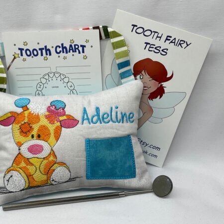 Giraffe Tooth Fairy Pillow by Tooth Fairy Tess - Personalized